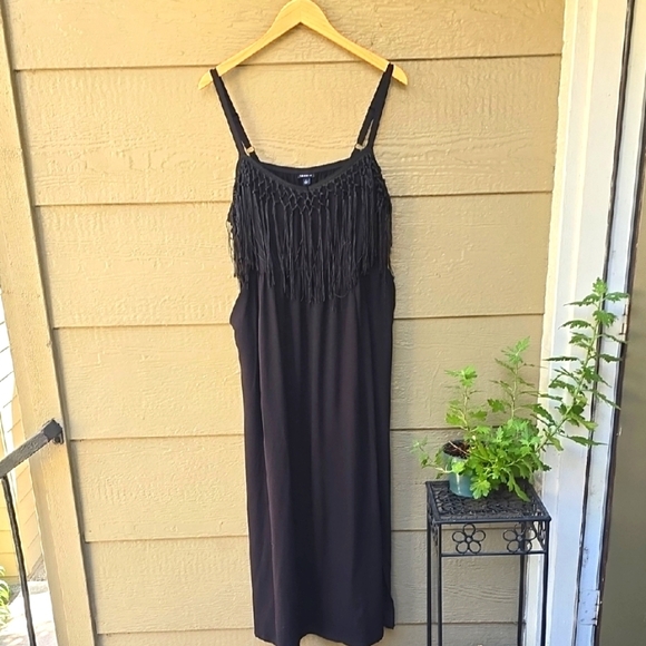 Torrid Black Crochet Trim Maxi Dress Pockets Fringe - Picture 4 of 13